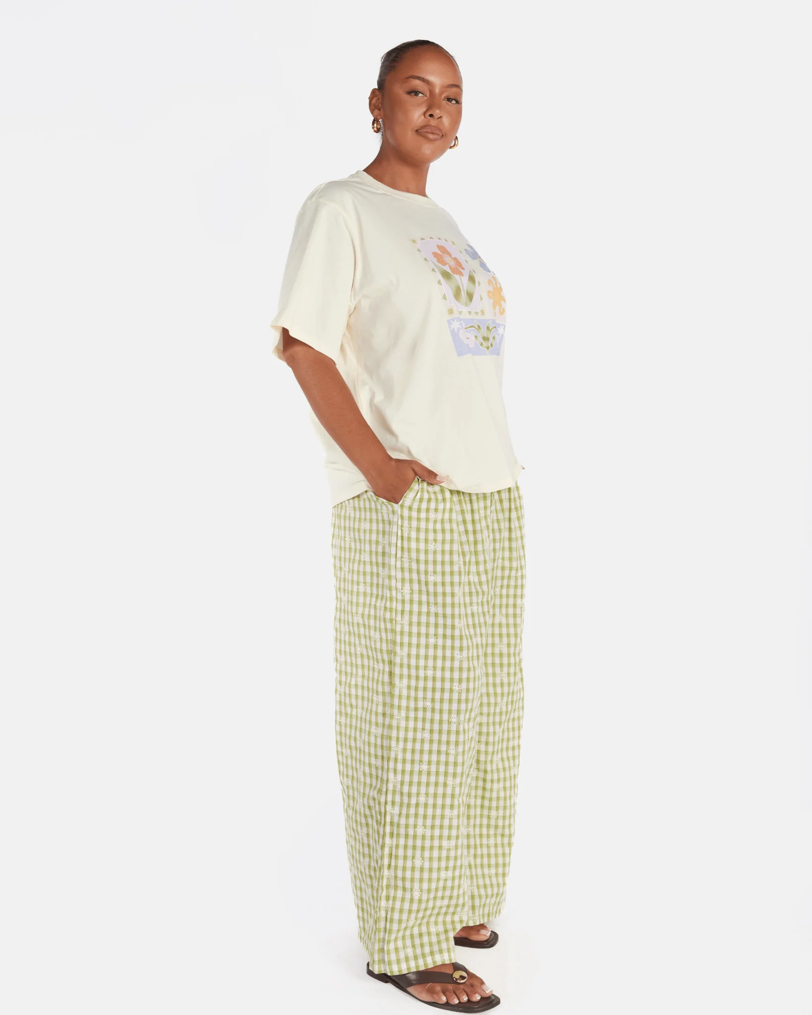 FINAL SALE | Posey Pants | Pear Gingham Embroidery - Image 5