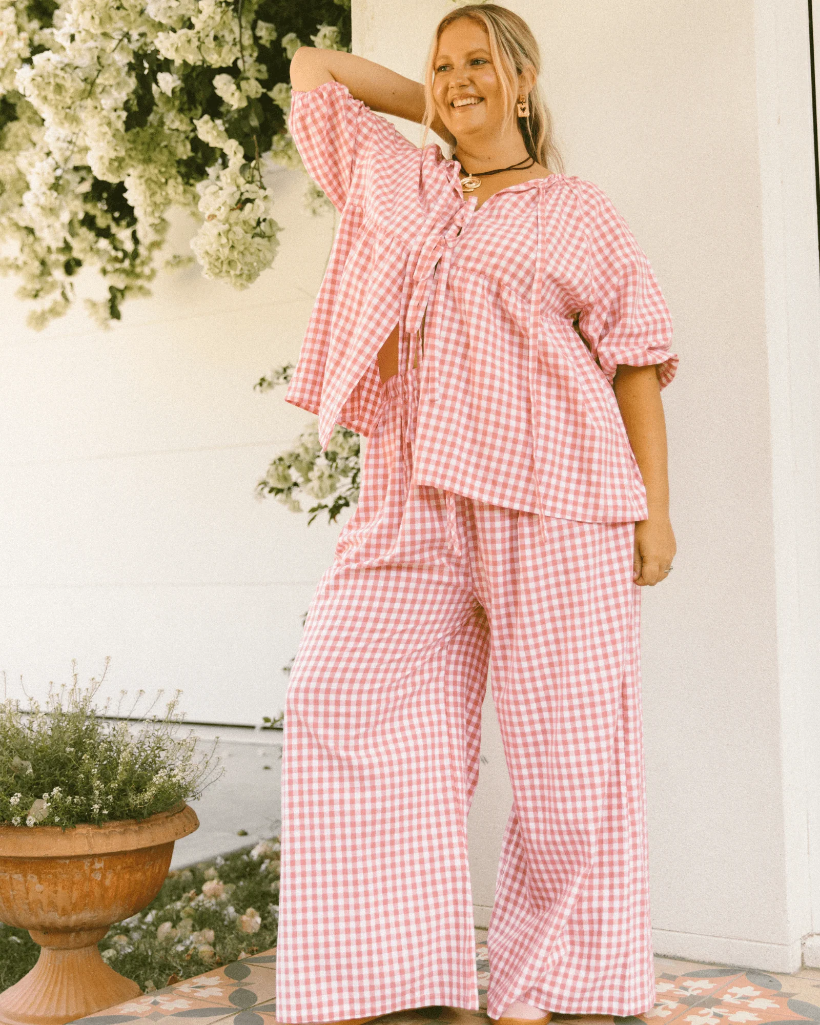 FINAL SALE | Posey Pants | Pink Gingham - Image 10