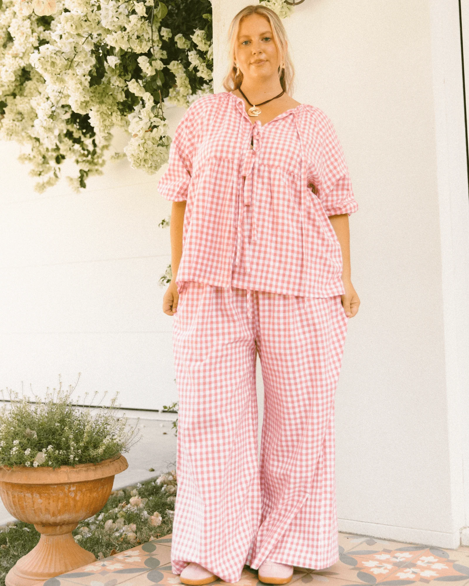 FINAL SALE | Posey Pants | Pink Gingham - Image 11