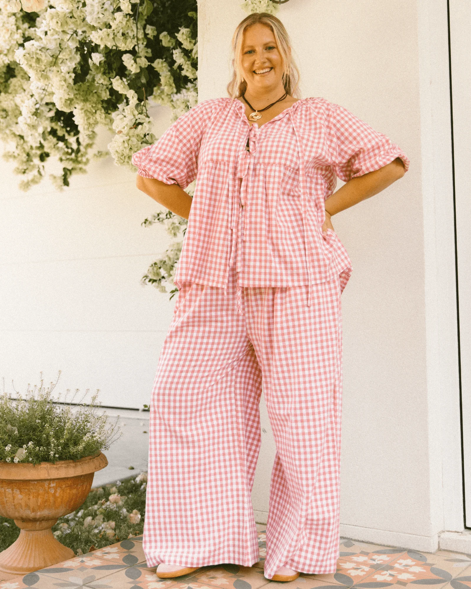 FINAL SALE | Posey Pants | Pink Gingham - Image 12