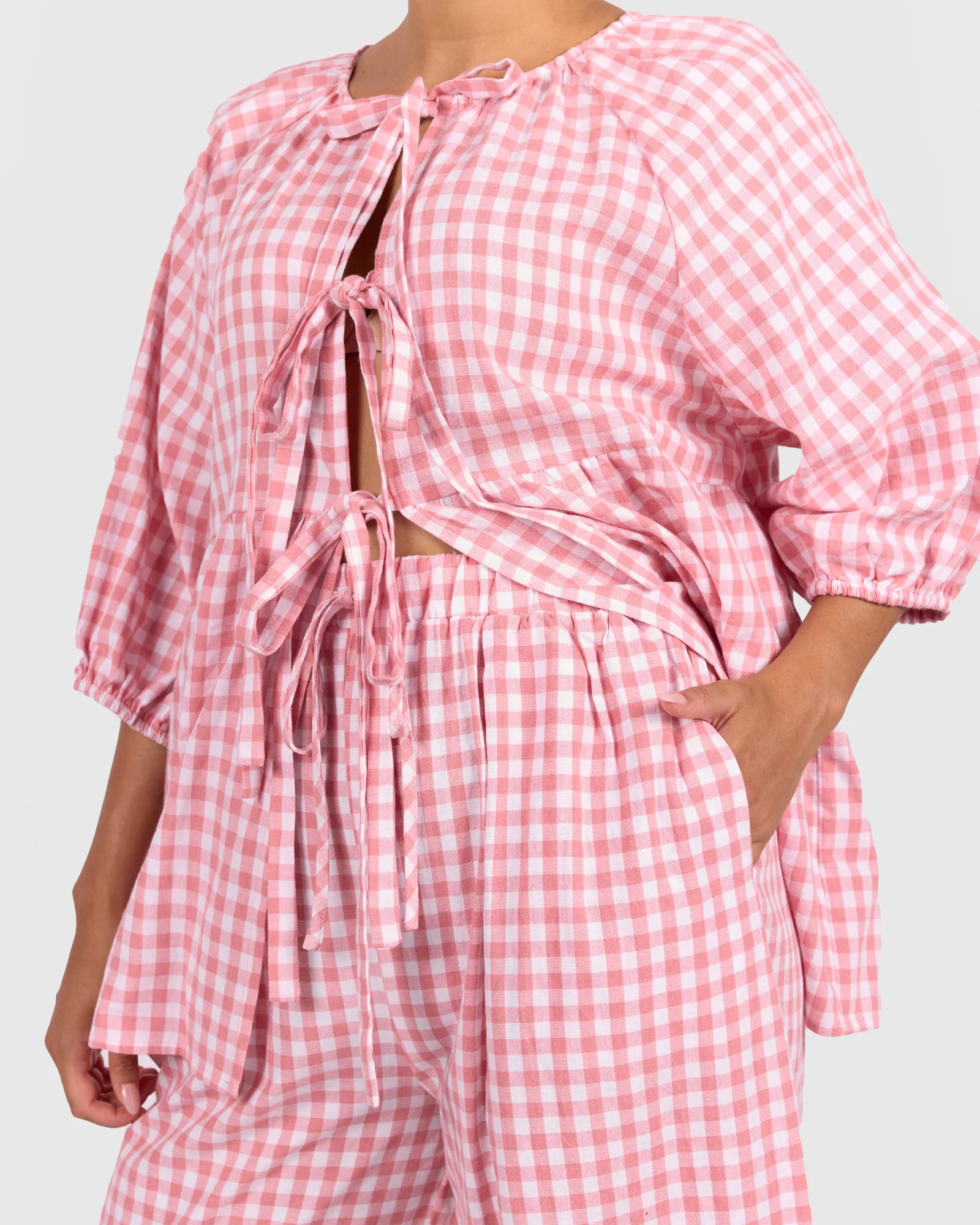 FINAL SALE | Posey Pants | Pink Gingham - Image 3