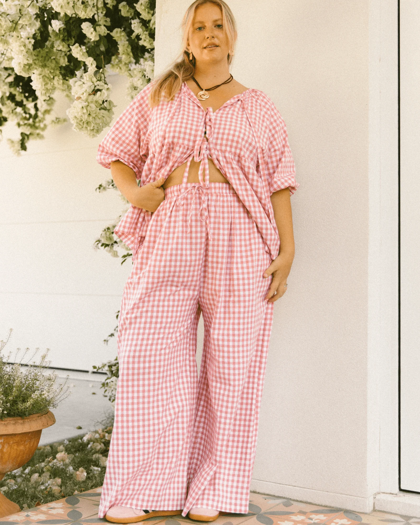 FINAL SALE | Posey Pants | Pink Gingham - Image 8