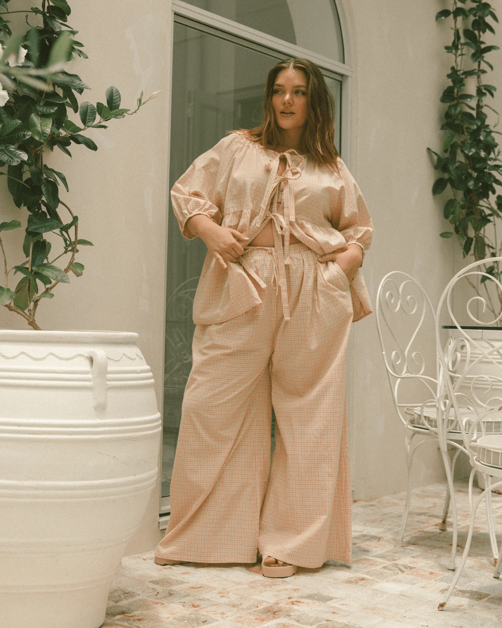 FINAL SALE | Posey Pants | Pink/Green Gingham - Image 8