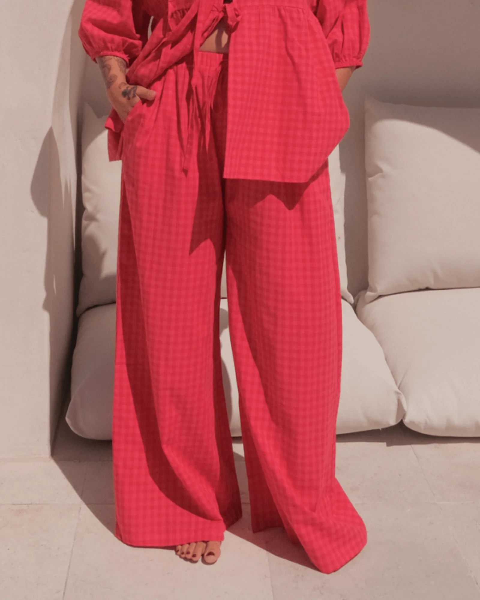 FINAL SALE | Posey Pants | Red & Pink Gingham
