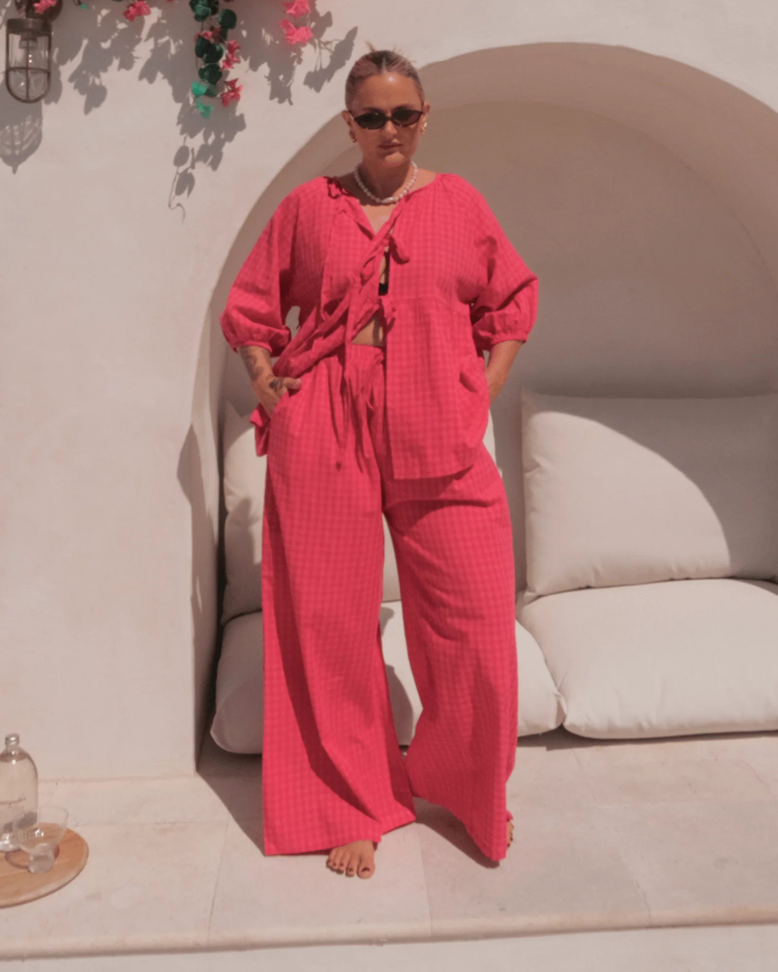 FINAL SALE | Posey Pants | Red & Pink Gingham - Image 2