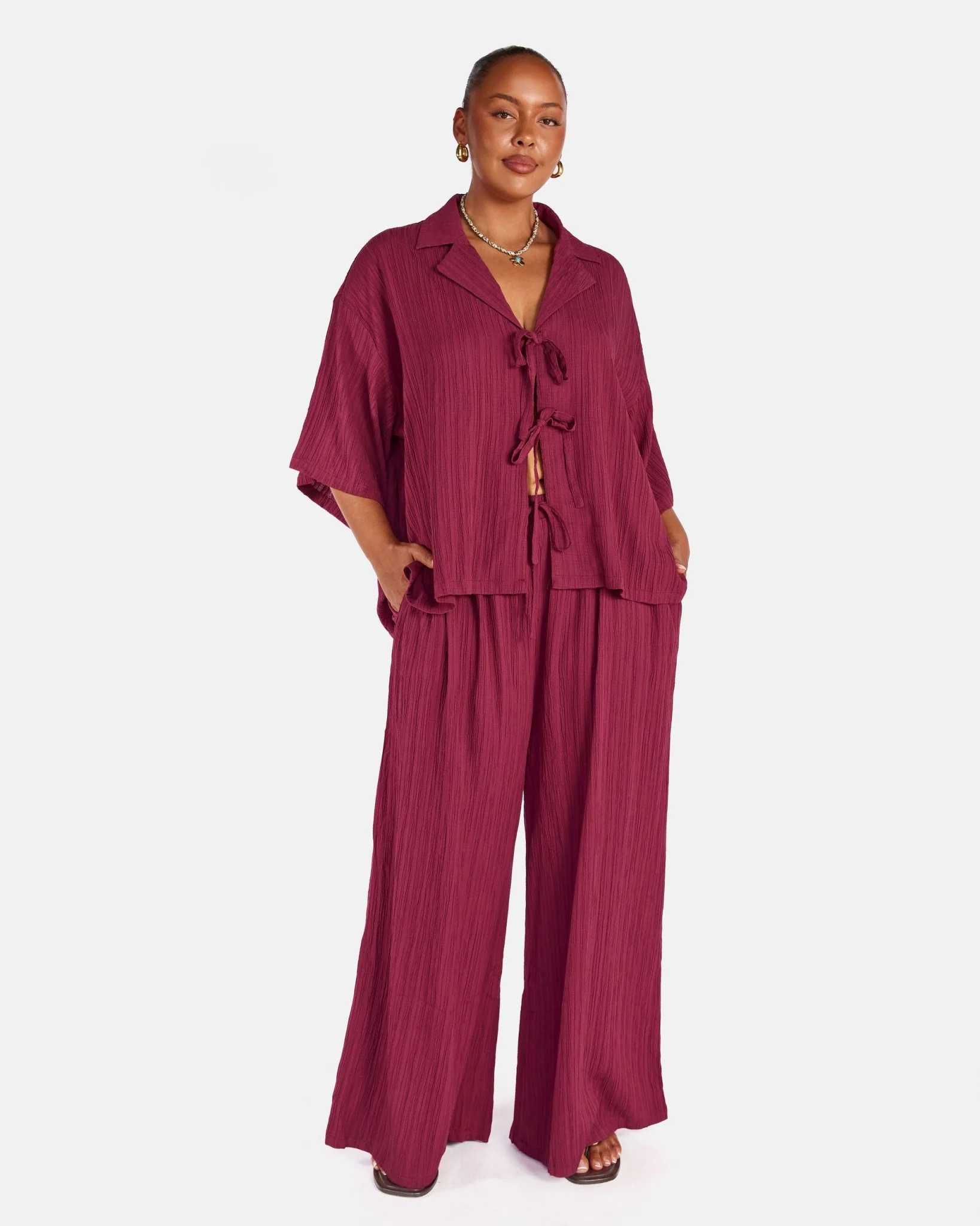 Posey Pants | Wine Crepe - Image 4