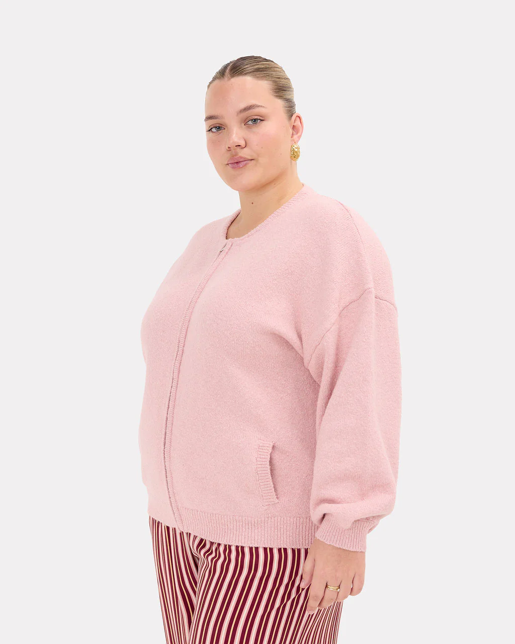 Sophie Knit Bomber | Dusty Pink - Image 3