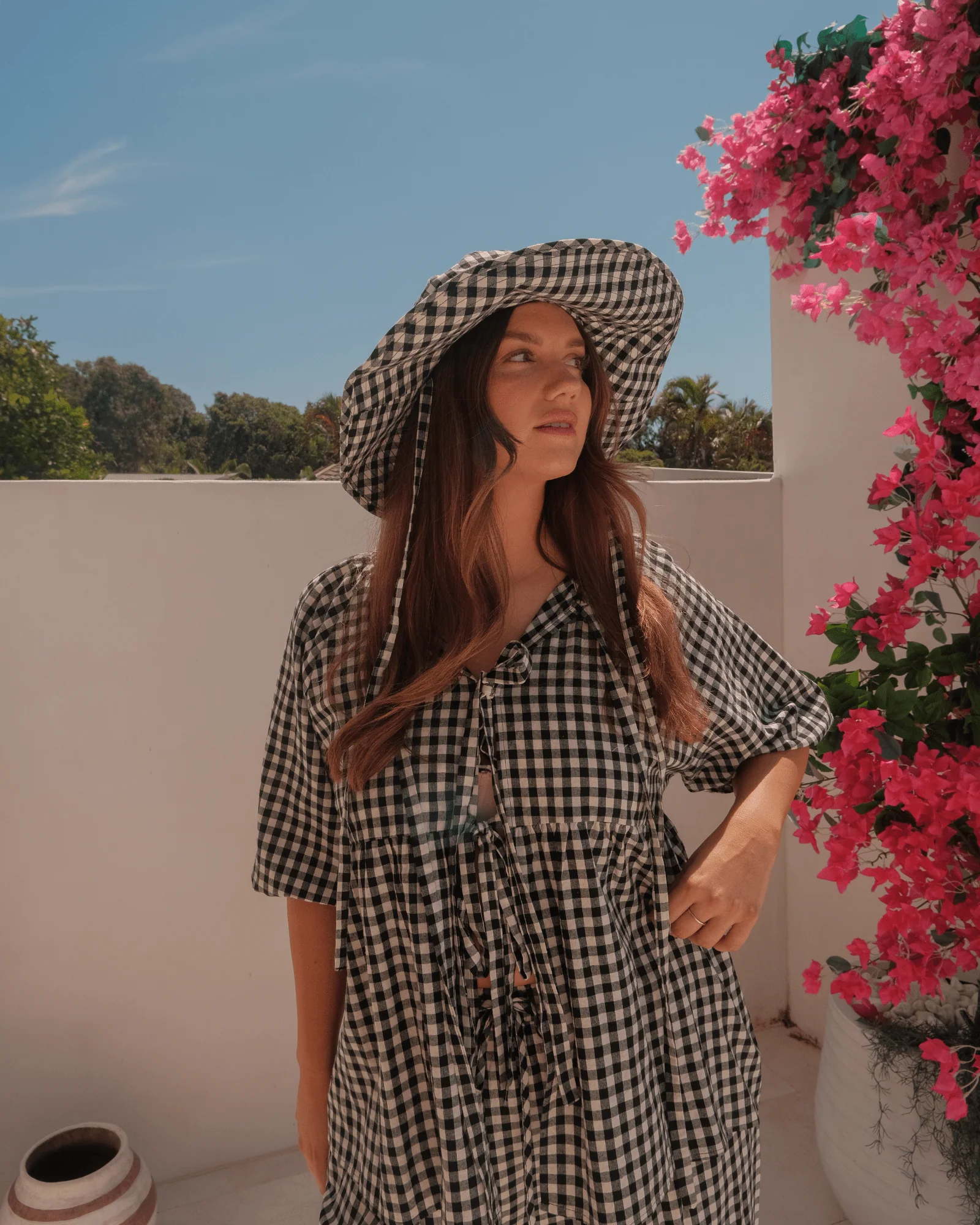FINAL SALE | The Lullaby Sun Hat | Black Gingham - Image 3