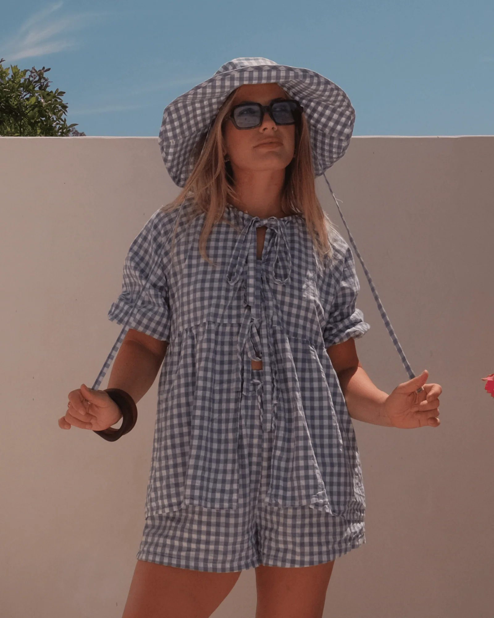 FINAL SALE | The Lullaby Sun Hat | Blue Gingham - Image 4