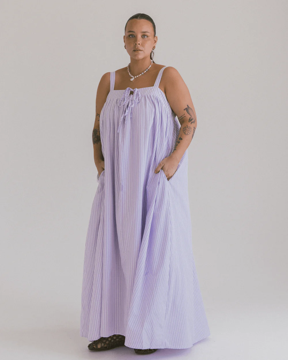 FINAL SALE | Zimi Maxi Dress | Purple Stripe - Image 4