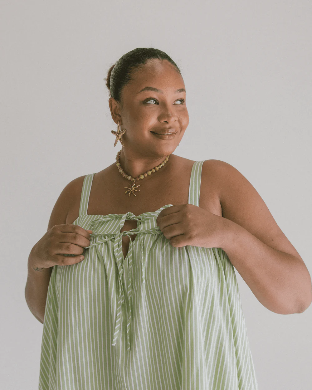 FINAL SALE | Zimi Mini Dress | Green Stripe - Image 3