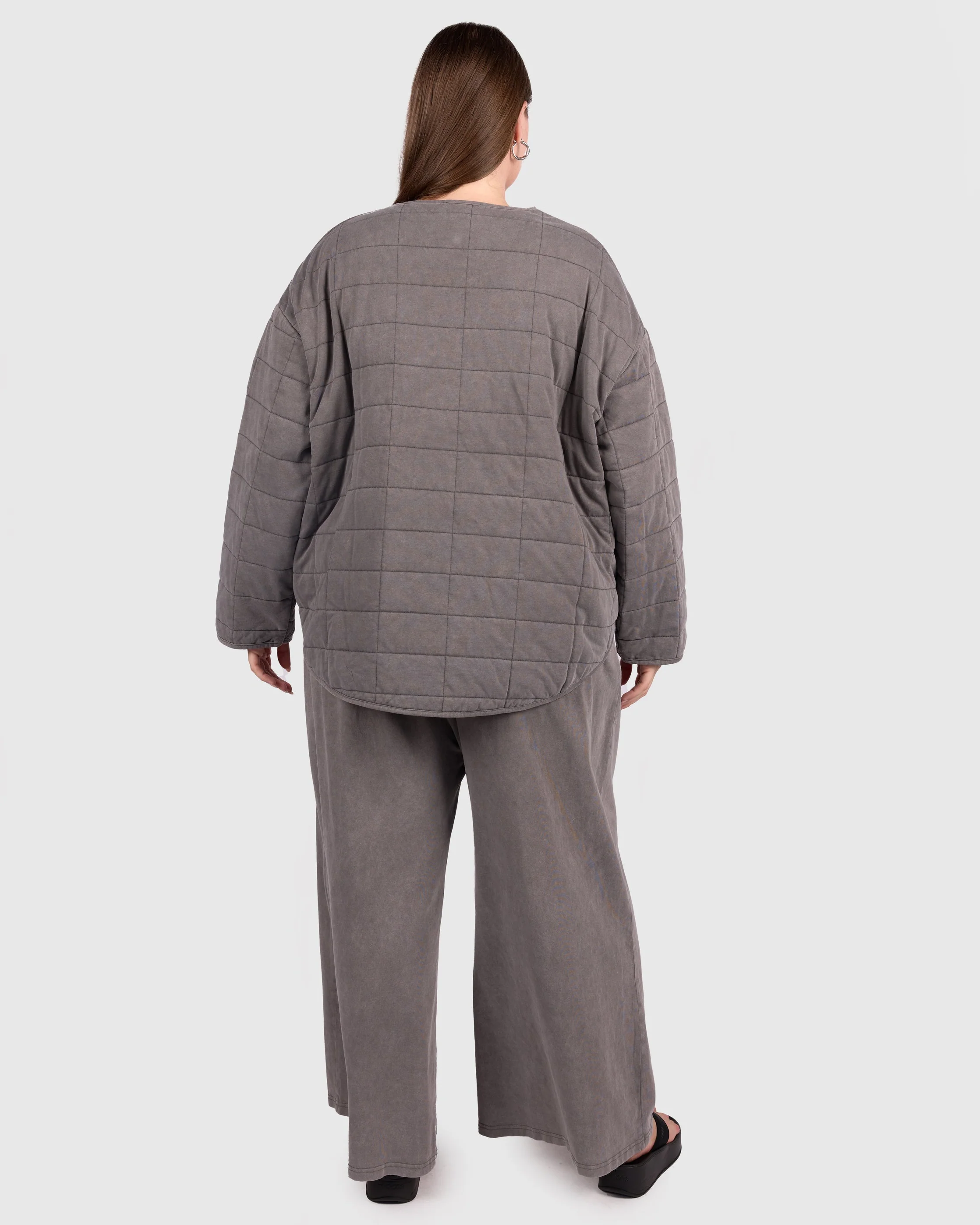 Zip Quilted Jacket | Charcoal - Image 4